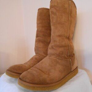 Cozie Steps Women's Tan Genuine Water Repellant Sheepskin Pull On Boots-Size 8